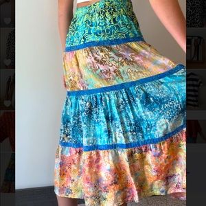Long colorful flowy skirt